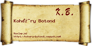 Koháry Botond névjegykártya
